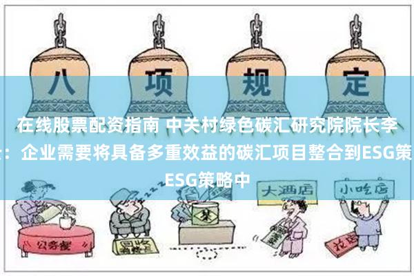 在线股票配资指南 中关村绿色碳汇研究院院长李怒云：企业需要将具备多重效益的碳汇项目整合到ESG策略中