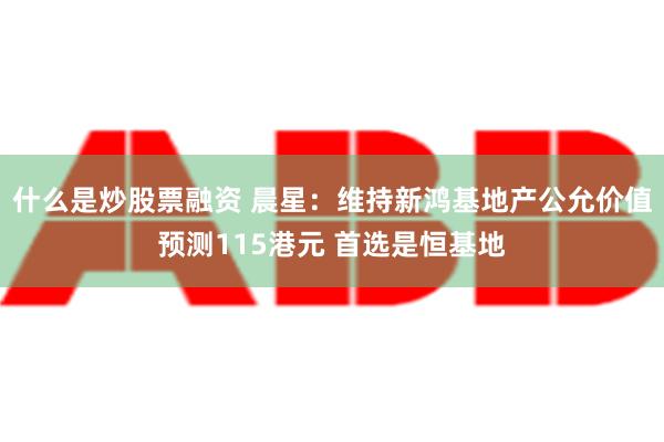 什么是炒股票融资 晨星：维持新鸿基地产公允价值预测115港元 首选是恒基地